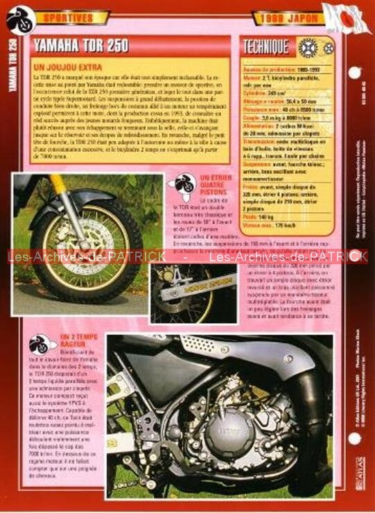 YAMAHA TDR 250 TDR250 1989 (1989-1993) : Fiche Moto #0000114 | eBay