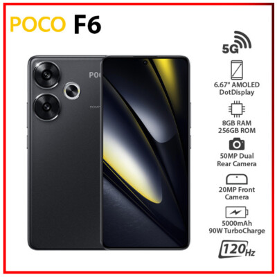 Unlocked) Xiaomi POCO F6 5G BLACK 8GB+256GB Dual SIM Android Cell