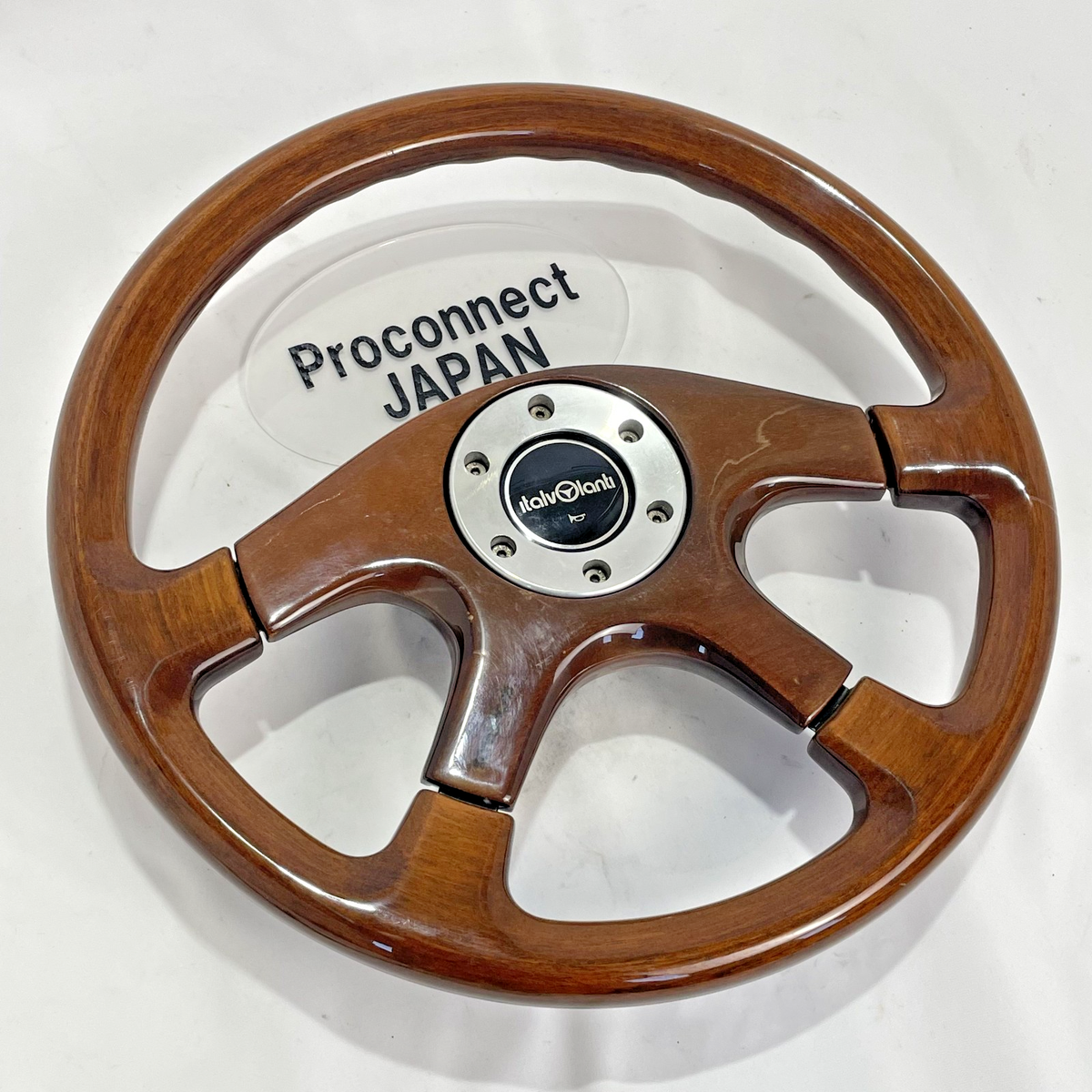 Rare Italvolanti Wood Steering Wheel Handle ETRA PAD 4spoke Good