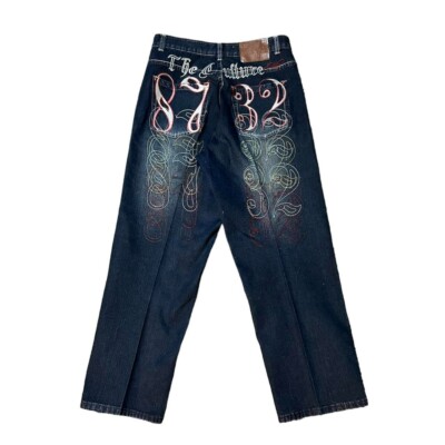 Vintage Y2K Eight 732 8732 Baggy Embroidered Jeans JNCO ED Hardy