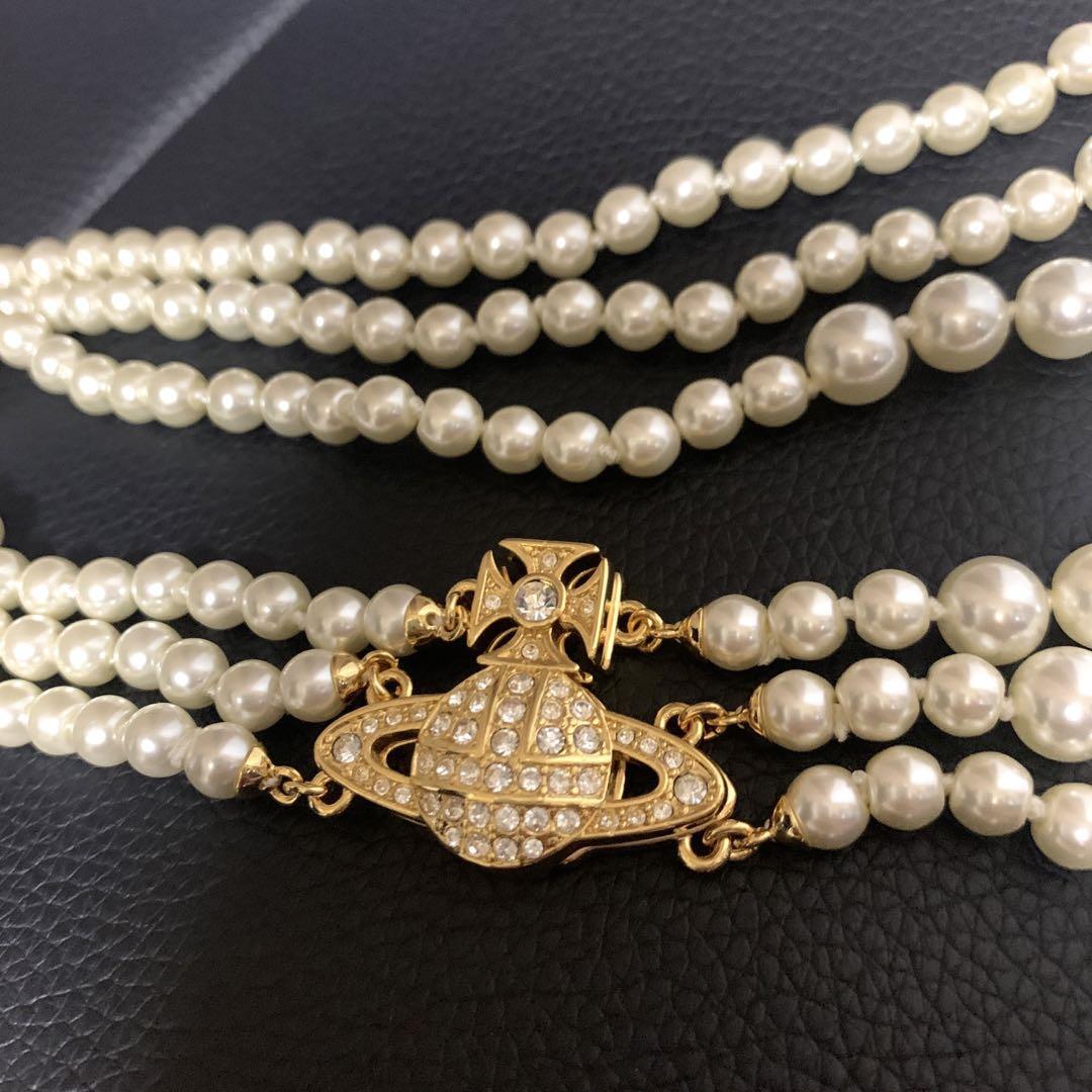 Vivienne Westwood Necklace GRAZIELLA 3-strand pearl gold IN BOX