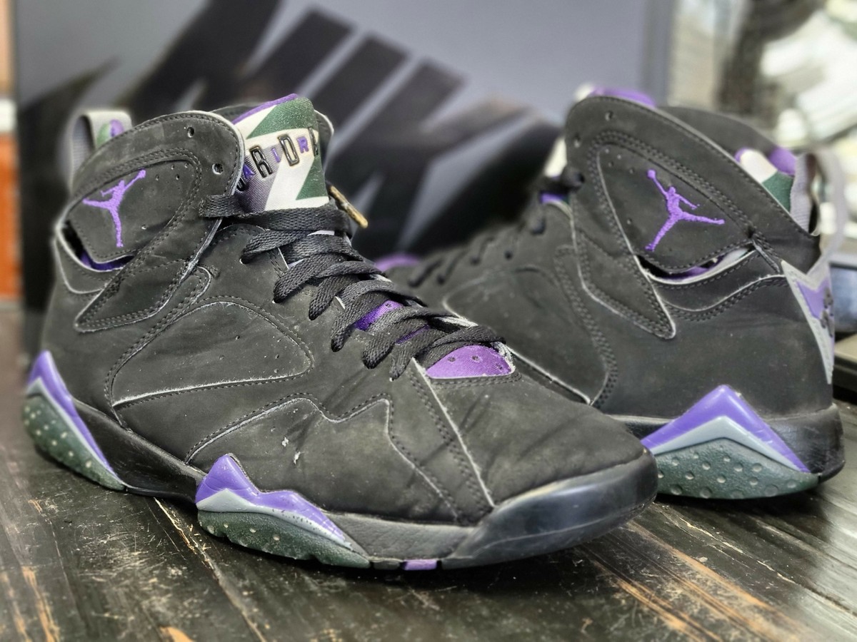 2019 Jordan Retro VII Ray Allen Black/Purple Shoes 304775-053 Men