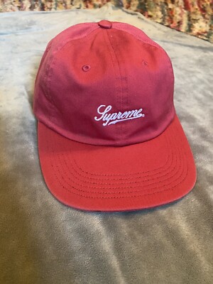 Supreme Script Logo 6-Panel Fitted Cap Red SS16 Size M | eBay