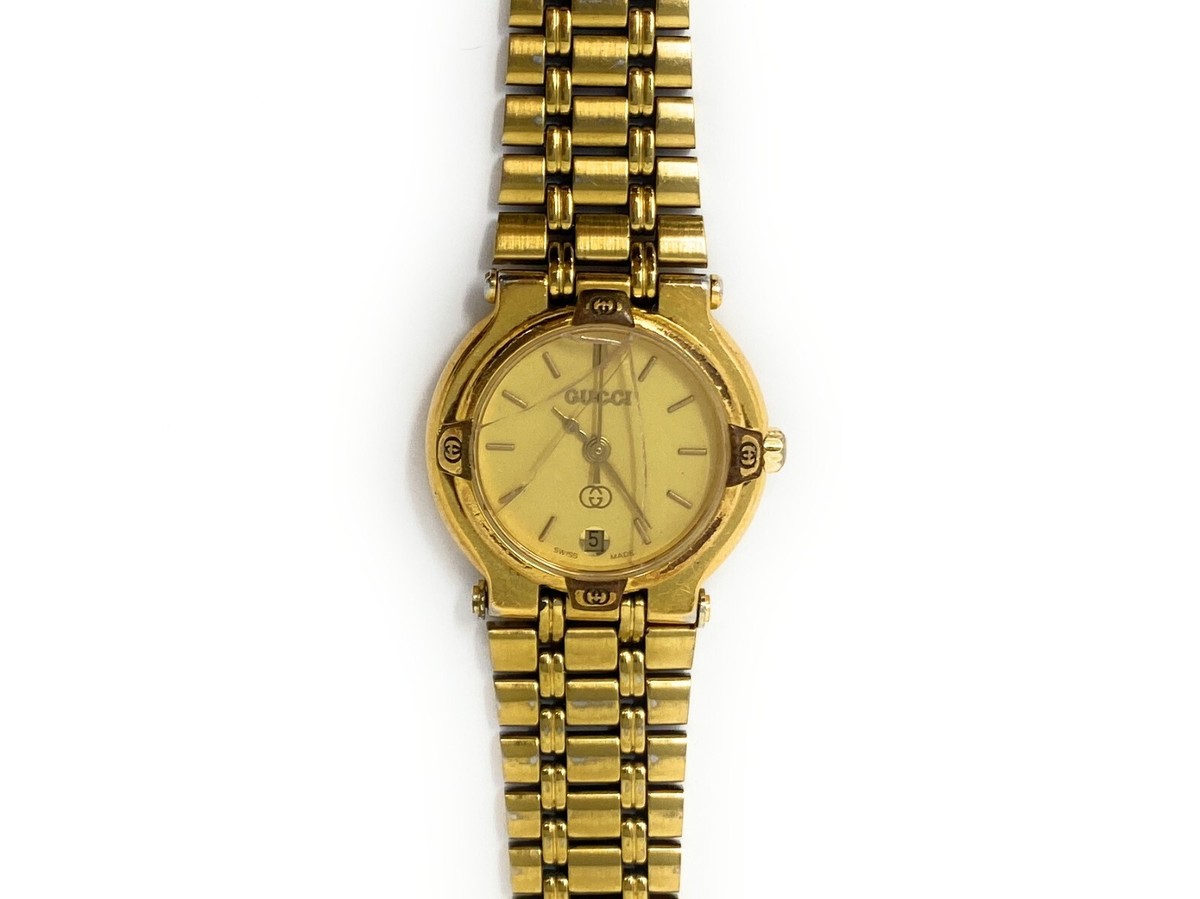 Gucci #9200 L Gold plated Bracelet watch - Broken Crystal