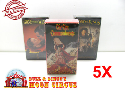 5x DOUBLE VHS MOVIE (SIZE E) CLEAR PLASTIC PROTECTIVE BOX