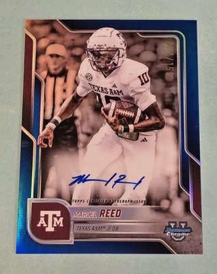 2025 Bowman U Chrome MARCEL REED Blue Refractor AUTO #/150 Texas