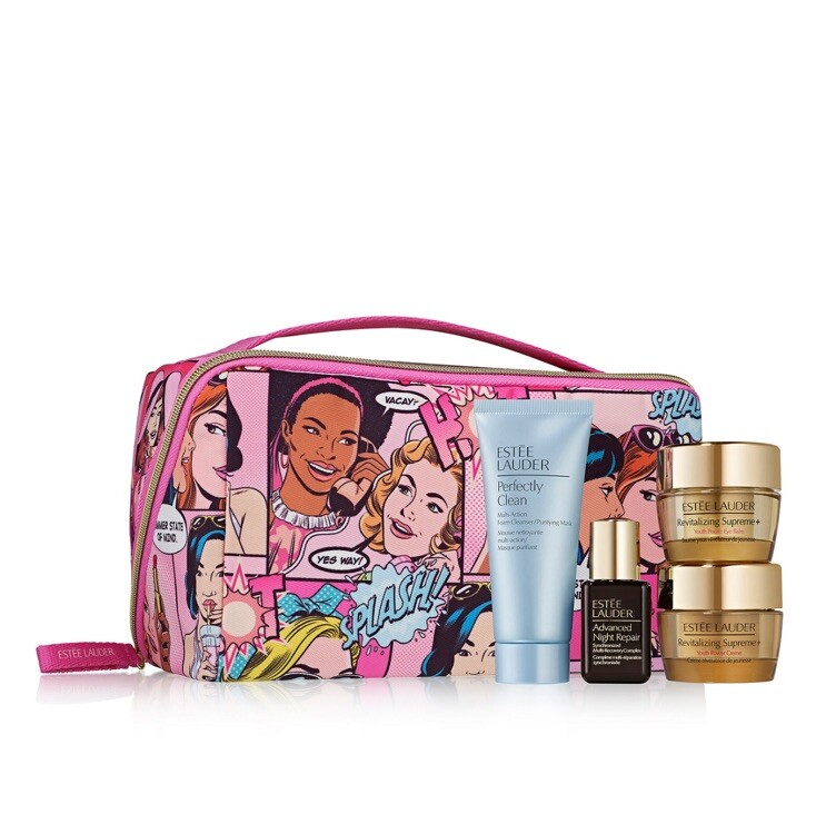 5 Pc Estée Lauder SUMMER 2024 Gift Set: Makeup Bag SERUM/CREAM/EYE