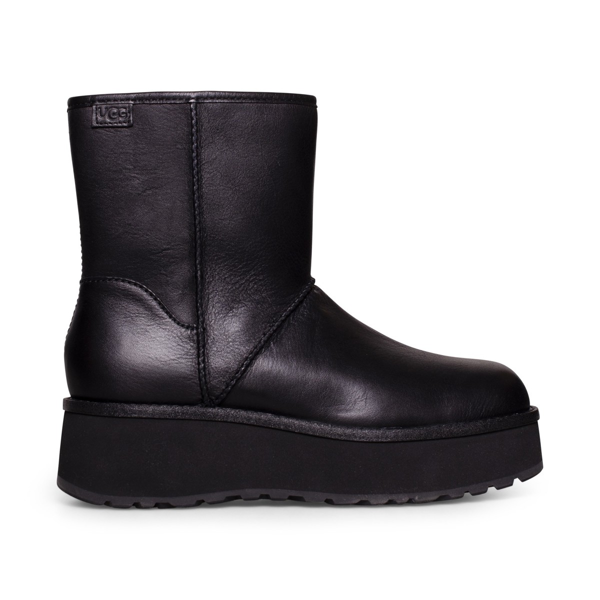 UGG CITYFUNC MID BLACK LEATHER WATERPROOF ZIP WOMEN'S BOOTS SIZE