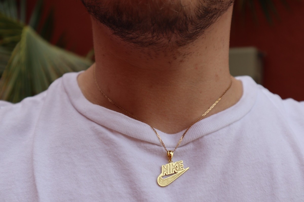 Gold Nike Swoosh Pendant Retro 925 Sterling Silver 14k | eBay