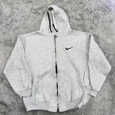 Vintage Nike Sweatshirt mens Large hoodie full zip 80s gray swoosh