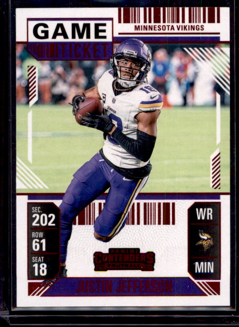 2024 Panini Contenders Justin Jefferson Game Ticket Red Minnesota
