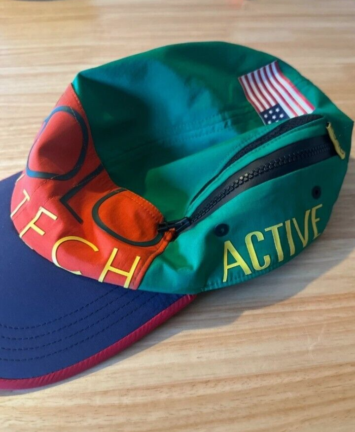 RARE POLO RALPH LAUREN HI TECH Spellout Side Pockets Hat Utility