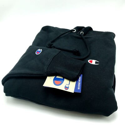 NEW* MEN CHAMPION REVERSE WEAVE HOODIE BLACK (GF68 Y06145 BKC) | eBay