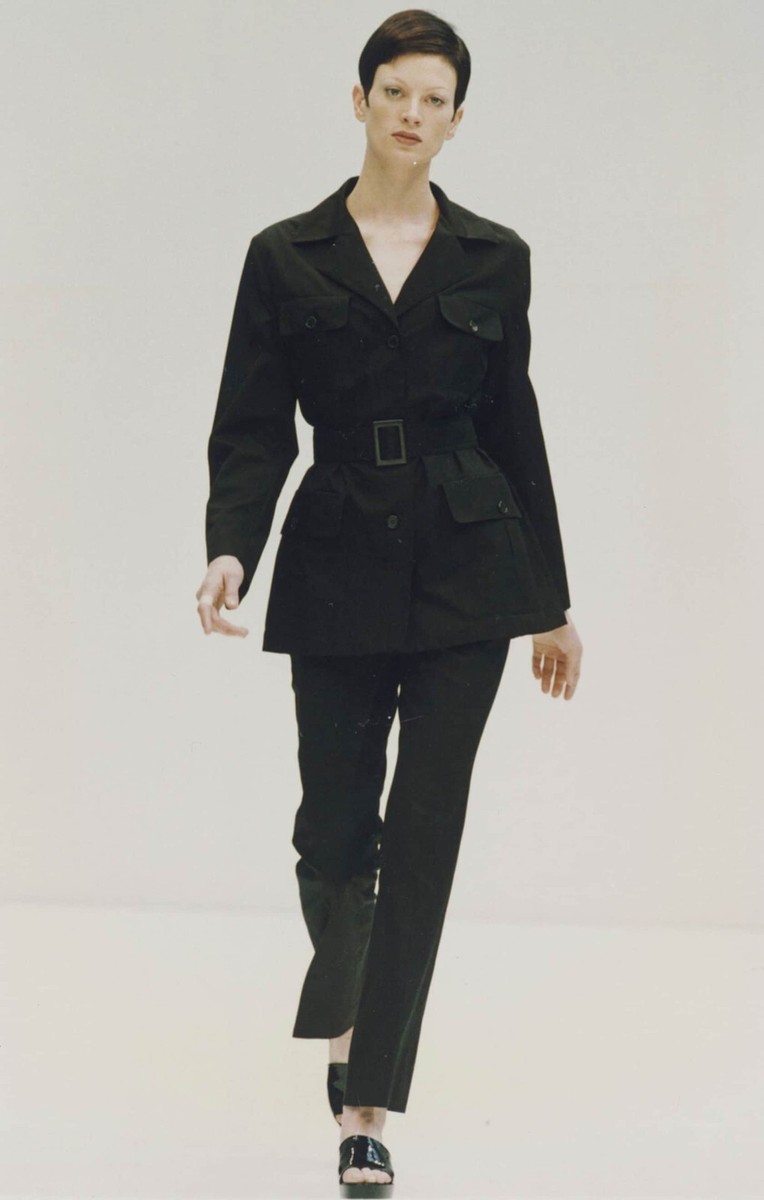 Prada Vintage Archive Spring 1993 Washed Blue Grey Silk Safari