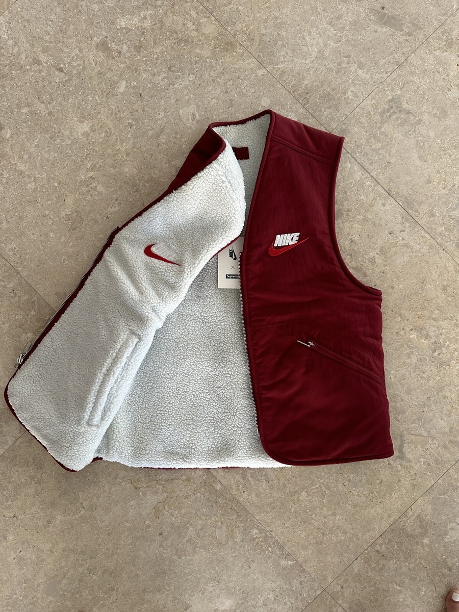 Nike X Supreme Reversible Nylon Sherpa Vest Burgundy Size Small | eBay