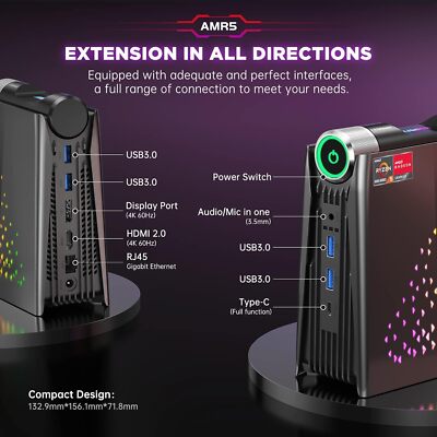 ACEMAGIC 4K UHD MINI Game OFFICE PC AMD Ryzen 7 5800U 16GB RAM