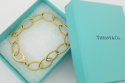 Tiffany & Co. 18k Yellow Gold Braided Oval Link Bracelet 28.8