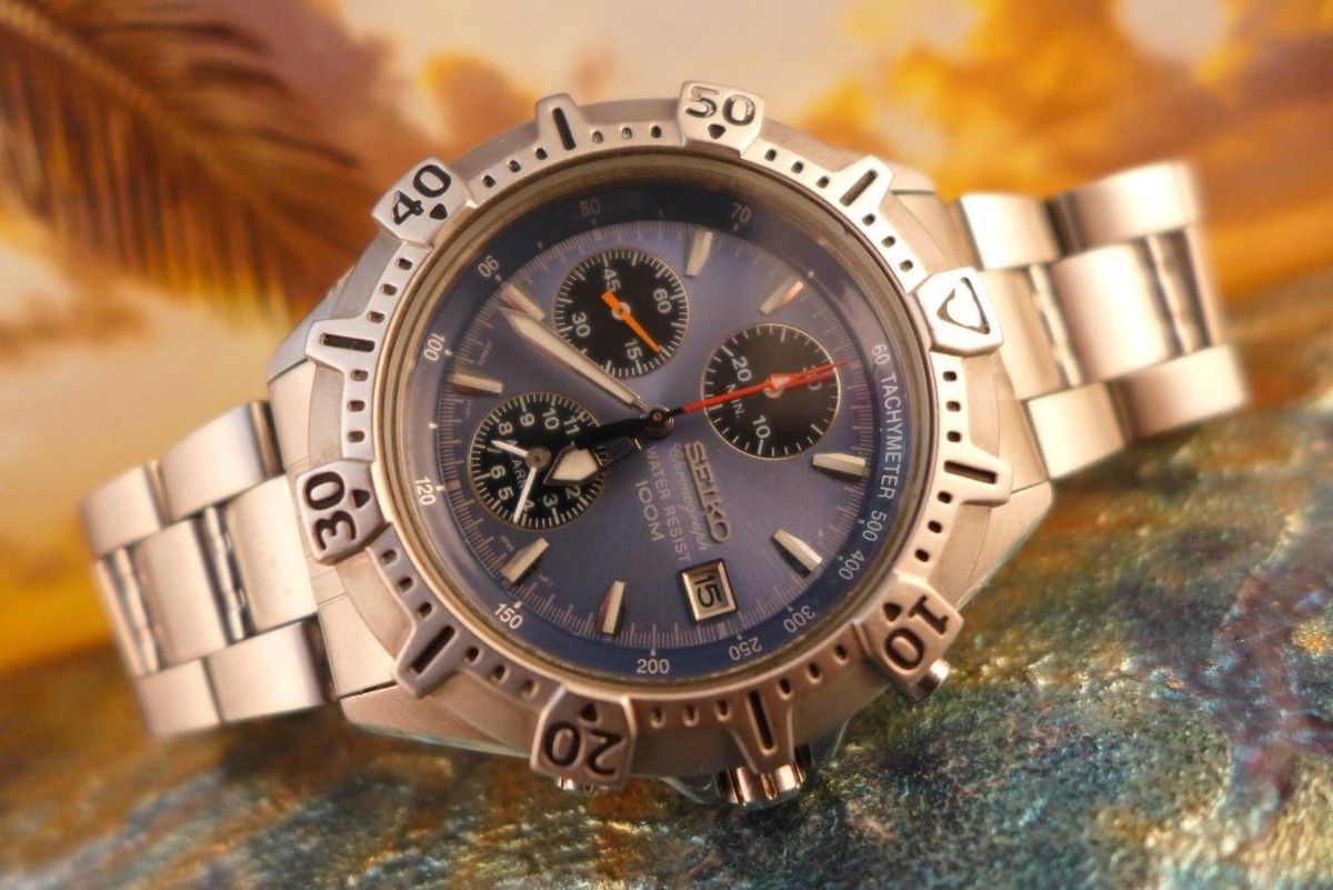 Sporty, Larger Size 42mm Seiko Chronograph 7T32 6M20 serial