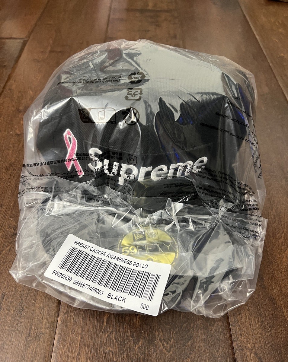 Supreme FW25 Breast Cancer Box Logo New Era Cap Hat Black Size 8