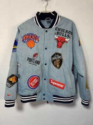 Supreme x NIKE AO3632-440 NBA Denim Warm-Up Jacket L blue Pre