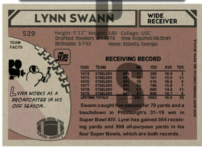 1980 STCC #529 Topps Lynn Swann HOF Hall of Fame Pittsburgh