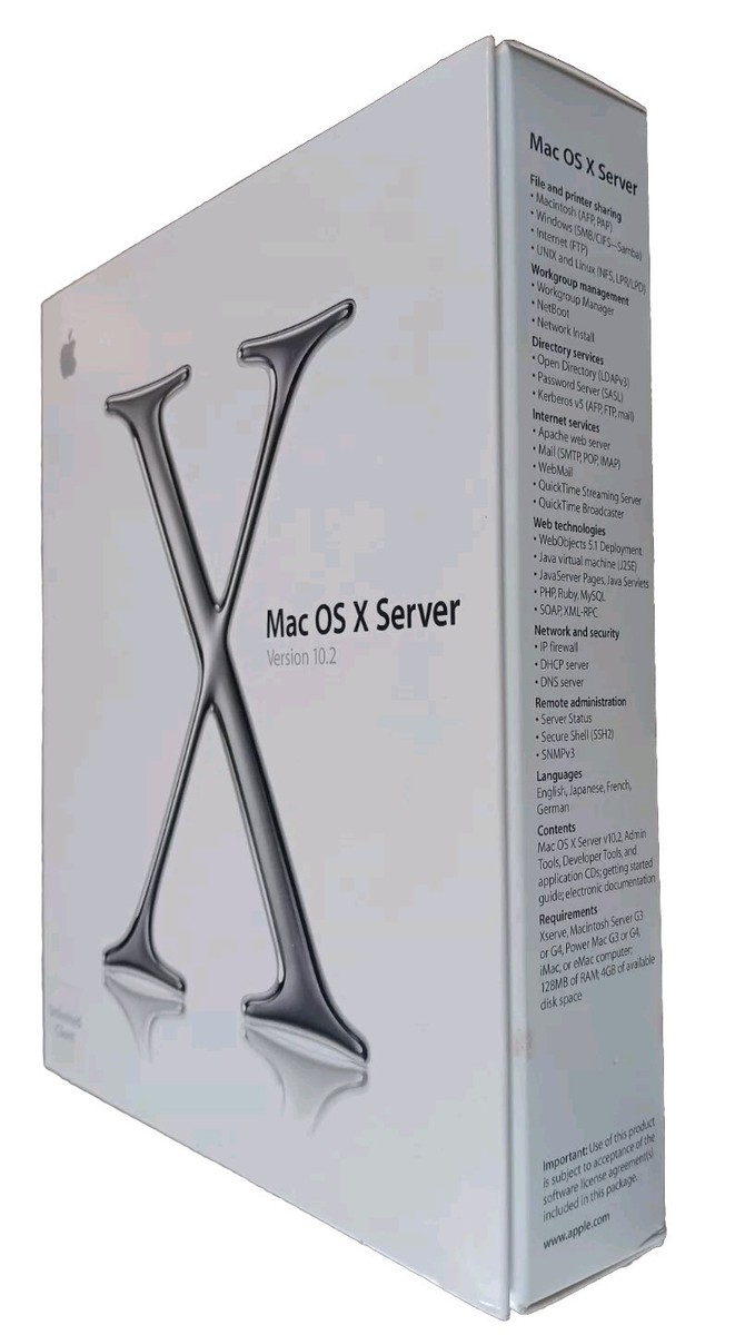 Apple Mac OS X Server 10.2 Unlimited Client (M8720Z/A), NOS (2002