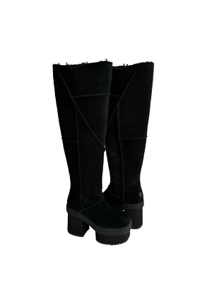 UGG NEW HEIGHTS PLATFORM XTRA BLACK OVER THE KNEE BOOTS US 7 / EU