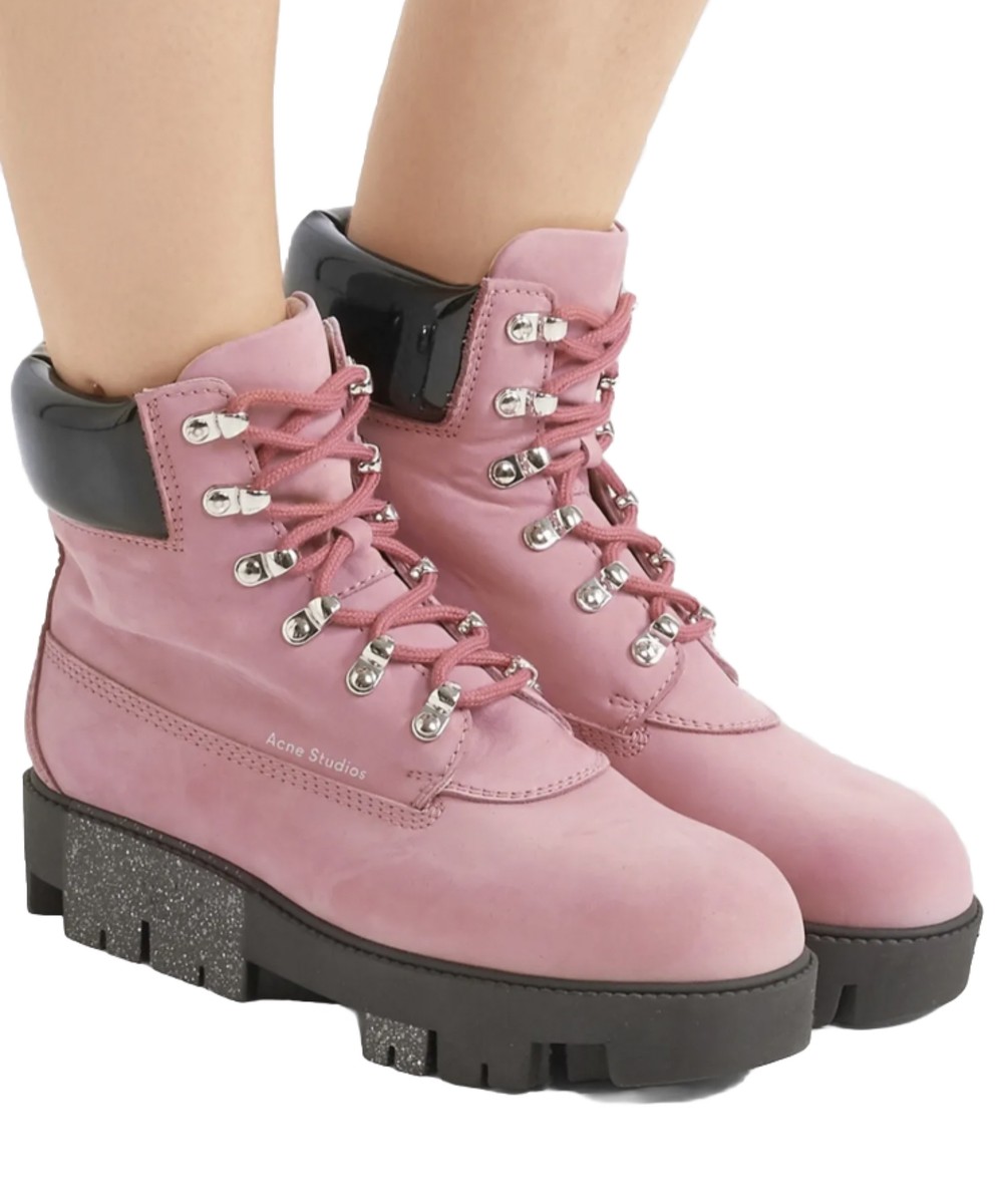 Acne Studios Pink TELDE Calfskin THICK Lug Sole Boot, Size 37