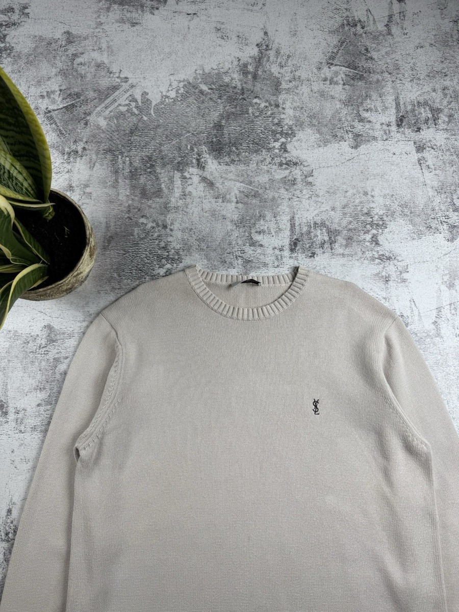 Vintage 90s Yves Saint Laurent YSL Knit Beige Luxury Sweatshirt