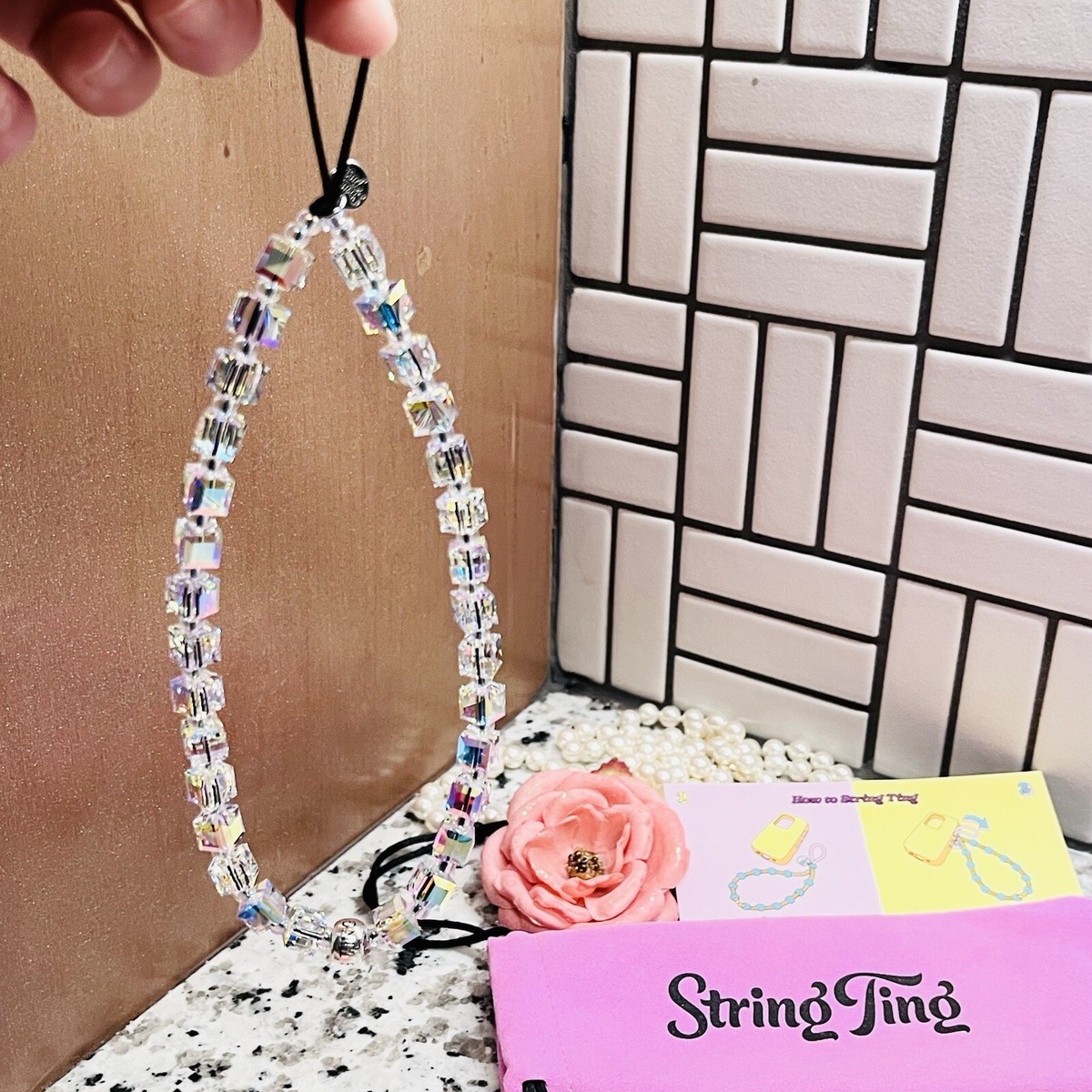 スマホアクセサリー StringTing Drip Ting Crystal Wristlet String