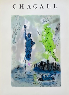 Marc Chagall STATUE OF LIBERTY 1982 Offset Lithograph Art Expo New