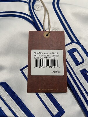 SUPREME MITCHELL & NESS SATIN BASEBALL JERSEY WHITE (XL) | eBay