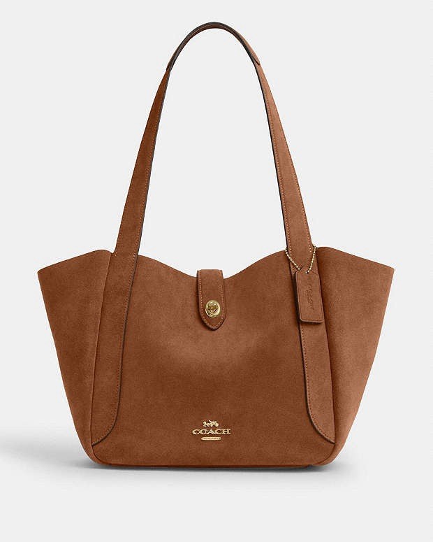 NWT Coach Hadley Turnlock Tote Bag CCC76 Suede Leather /sienna | eBay
