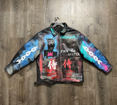 VIntage Custom made multicolor Y2K heavy metal black 100% leather