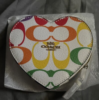 Coach Heart Rainbow Coin Purse NEW | eBay
