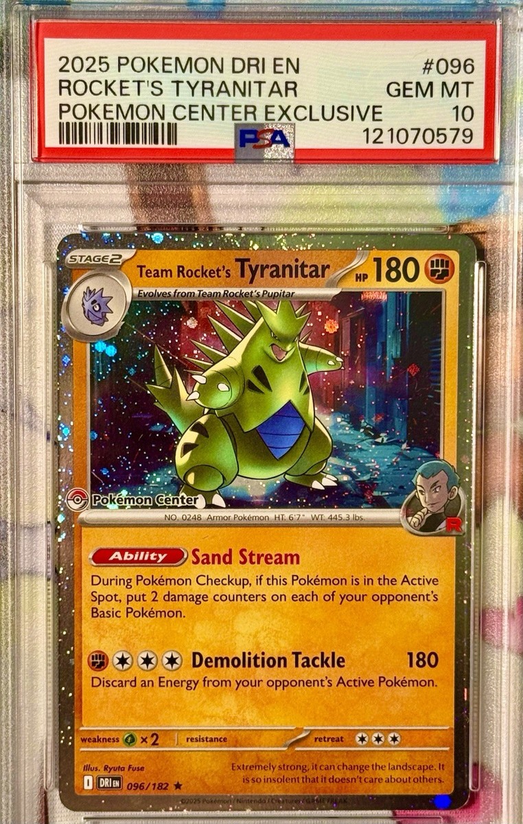 POKEMON CENTER PROMO DESTINED RIVALS PSA 10 TEAM ROCKET TYRANITAR