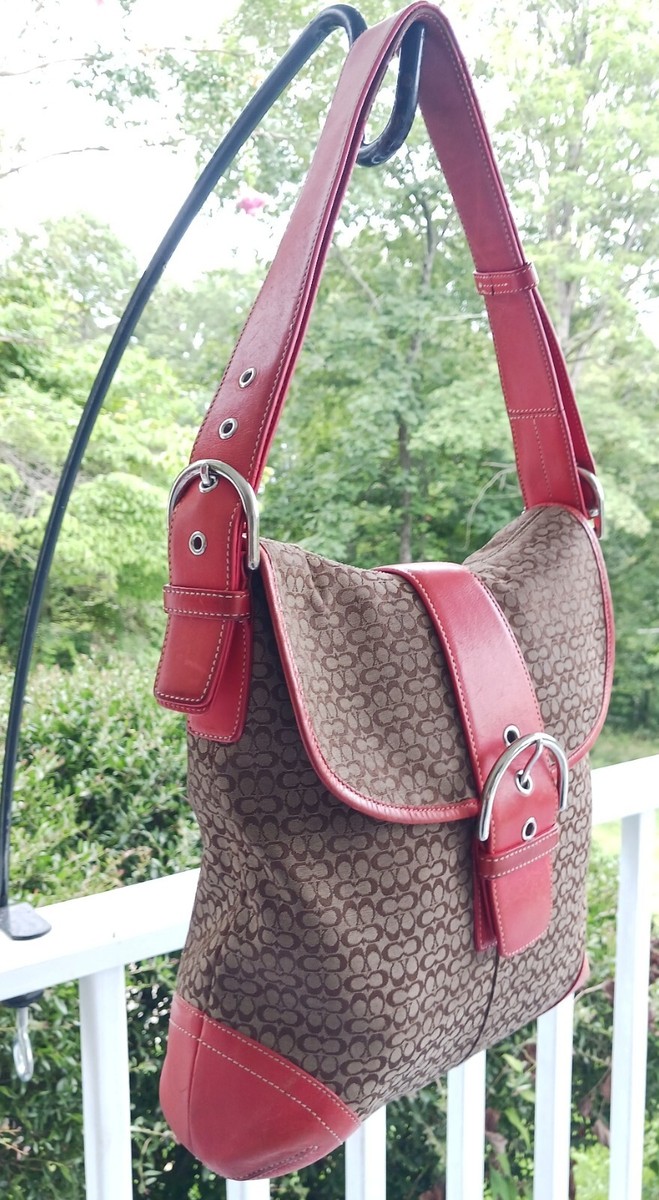 Coach Vintage Soho 6377 Beige Signature C W/Orange Leather