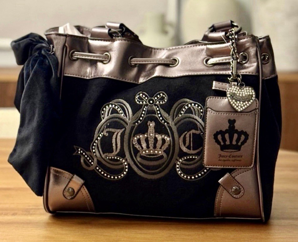 Juicy Couture Lovers Club Daydreamer Tote Bag Black/ Silver NWT | eBay