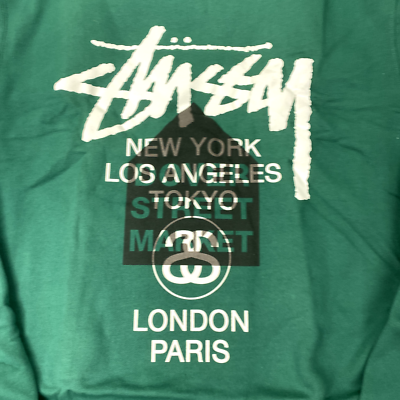 Stussy X Dover Street Market World Tour Crew DSM Mens XL Green