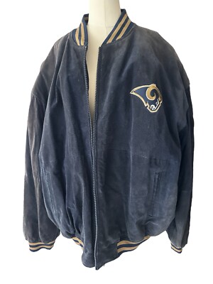 Vintage NFL St Louis RAMS Mens Leather Bomber Jacket Coat XL Essex