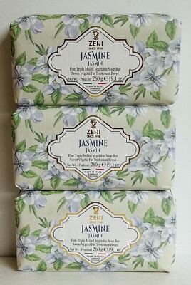 3-Pack Saponificio Zeni ~ Jasmine Vegetable Bar Soap 9.1 oz Each