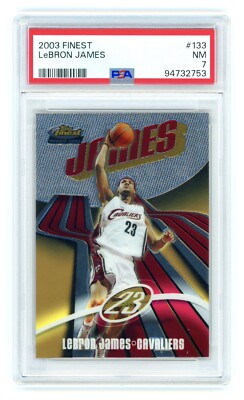 2003-04 Topps Finest LEBRON JAMES #133 Rookie RC #682/999 PSA 7 NM