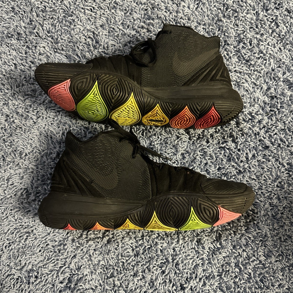 Nike Kyrie 5 Basketball Shoes Rainbow Sole Triple Black A02918-001