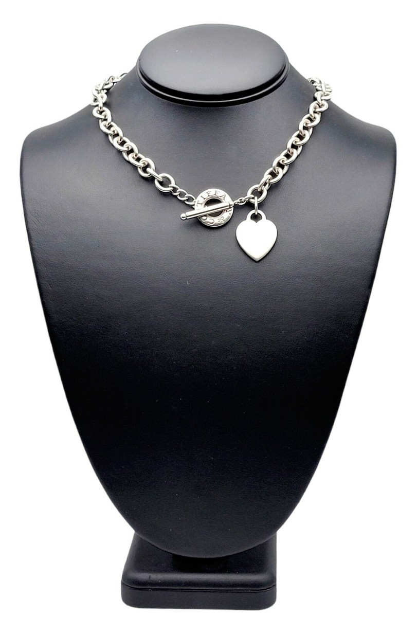 Authentic Tiffany & Co. Necklace Heart Tag Toggle 925 Sterling