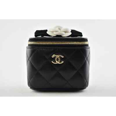 Chanel 21S Mini Black Vanity Camellia Classic Chain Gold Shoulder