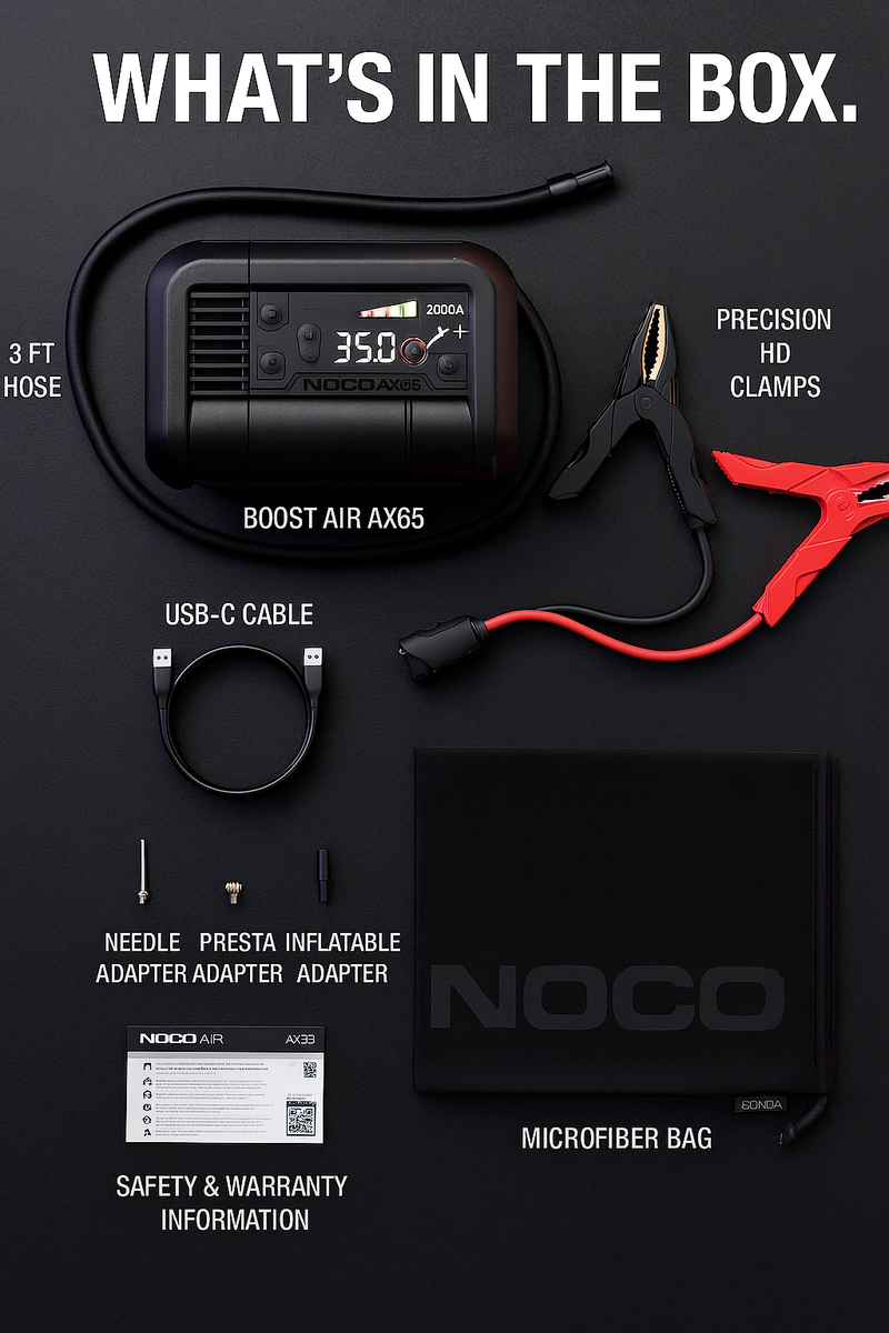 NOCO Boost + Air AX65 2000A UltraSafe Jump Starter with 22A Air