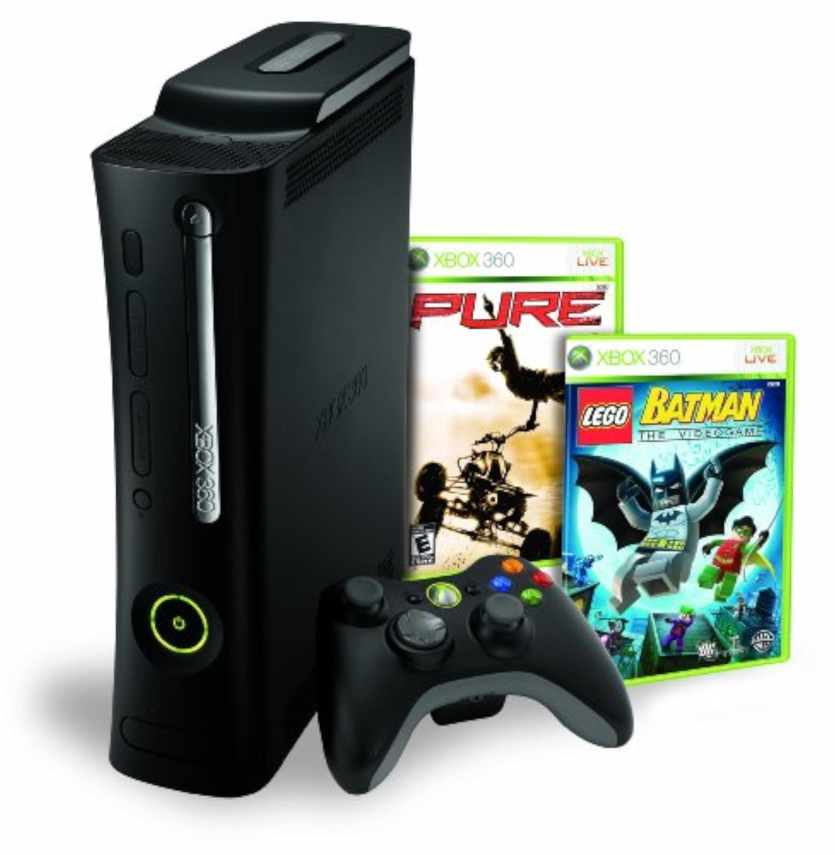 Xbox 360 Elite 120GB Bundle W/ Lego Batman And Pure Very Good 1Z