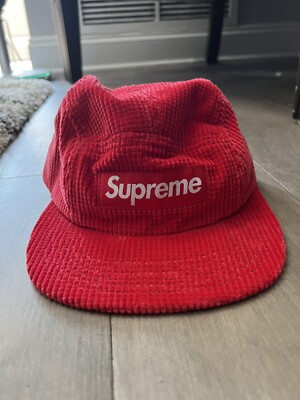 Supreme F/W 2017 Red Waffle Corduroy Camp Cap | eBay