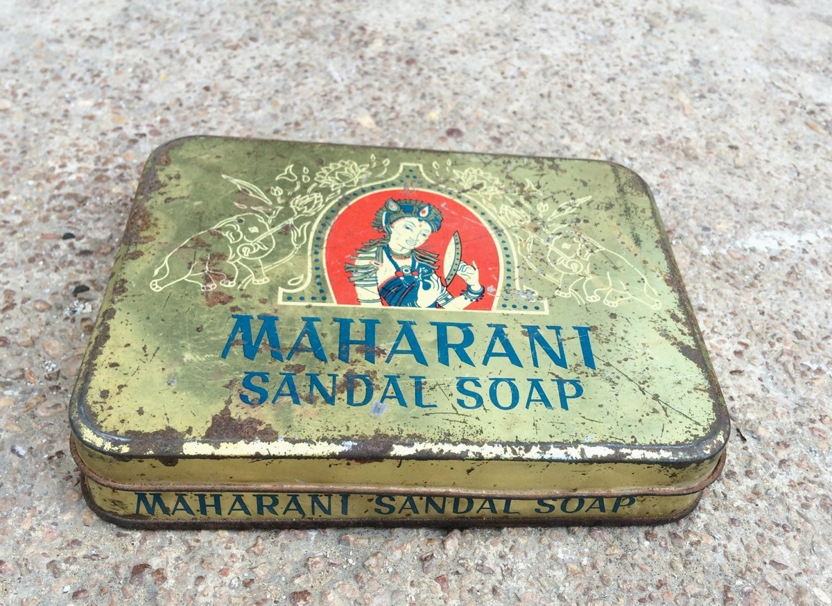 Vintage Maharani Sandal Soap Litho Tin Box Old Collectible TB750