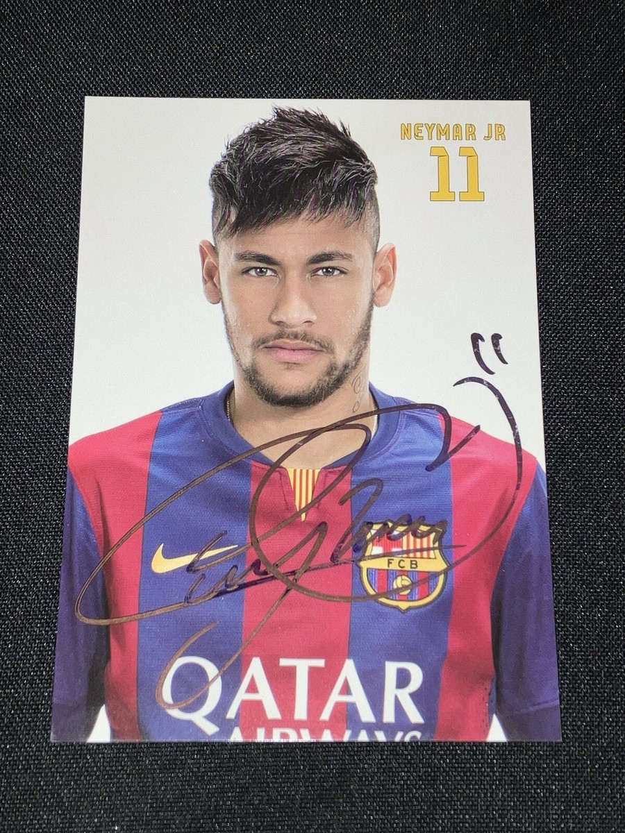 NEYMAR JR OFFICIAL HAND SIGNED FC BARCELONA AUTOGRAPH CLUB CARD